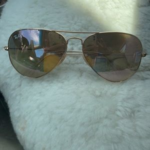 Ray-Ban gold sunglasses, comes w/cleaning cloth
